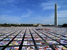 By the time it was displayed on the National Mall in Washington in 1992, the Names Project AIDS Memorial Quilt contained panels from every state and 28 countries.