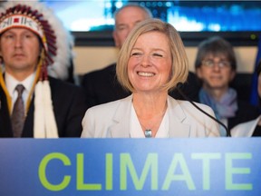 Premier Rachel Notley unveils Alberta's climate strategy in Edmonton, Alberta, on Sunday, November 22, 2015.
