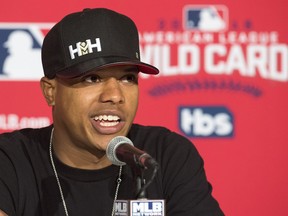 Toronto Blue Jays pitcher Marcus Stroman answers questions in Toronto on Monday October 3, 2016. Stroman will get the start in Tuesday's wild-card game against the Baltimore Orioles.