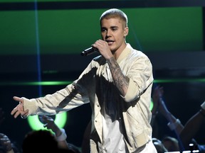 Bieber performs at the Billboard Music Awards in Las Vegas.