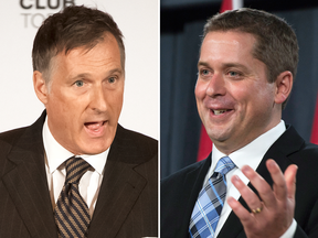 Maxime Bernier, left, and Andrew Scheer are both running to be leader of the federal Conservative party.
