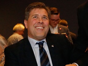 Bjarni Benediktsson, leader of Iceland's Independence Party, listens to election results in Reykjavik on Oct. 29, 2016.