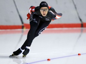 Ivanie Blondin races in the 3,000 metres during the fall selections meet for Canada's World Cup long-track team speed skating in Calgary in October.