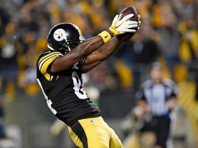 Pittsburgh Steelers wide receiver Antonio Brown celebrates after scoring a touchdown against Kansas City on Oct. 2, 2016. Brown was penalized for the celebration.