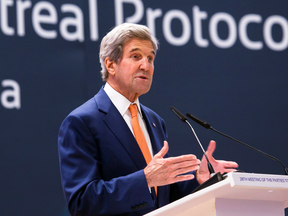 U.S. Secretary of State John Kerry at a climate change meeting in Kigali, Rwanda on Friday, Oct. 14, 2016.