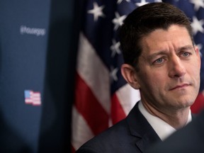 House Speaker Paul Ryan of Wis. listens to a news conference on Capitol Hill in Washington, Tuesday, Sept. 27, 2016, following a closed-door meeting of House Republicans.