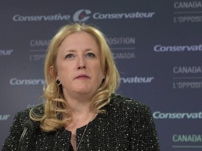 Conservative Finance critic Lisa Raitt speaks during a news conference, in Ottawa, on Friday, Nov. 20, 2015