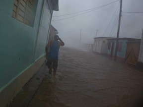 A street in Santo Domingo, Dominican Republic, which was slammed by Hurricane Matthew Tuesday, claiming at least four lives in that country and five in Haiti.