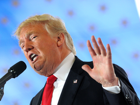 Donald Trump speaks at a campaign rally on Oct. 12, 2016 in Ocala, Florida.