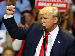 Donald Trump speaks at a campaign rally on Oct. 13, 2016 in Cincinnati, Ohio.
