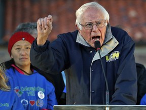 Sen. Bernie Sanders speaks to supporters on Oct. 17, 2016 at a rally at the University of Colorado, in Boulder, Colo.