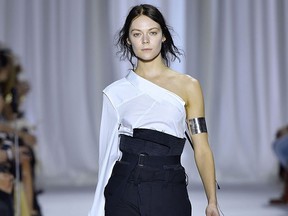 A model walks the runway during the Ann Demeulemeester Spring 2017 collection show as part of Paris Fashion Week on September 29, 2016.