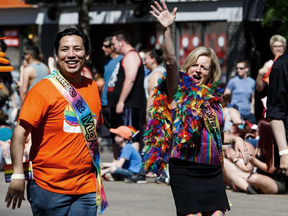 Alberta Premier Rachel Notley and Culture and Tourism Minister Ricardo Miranda took part during the 2016 Edmonton Pride Festival Parade June 4, 2016, but the name of a party fundraiser has drawn fire from the gay community.