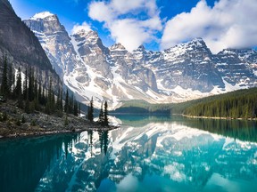 Canadian highlights given by Lonely Planet include hiking and spotting big fauna in Banff National Park. Moraine Lake is pictured.
