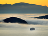 A B.C. ferry surrounded by fog in Howe Sound.