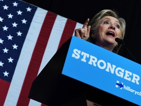 U.S. Democratic presidential nominee Hillary Clinton speaks at a Community in Unity rally in Wilton Manors, Florida, on Oct. 30, 2016.