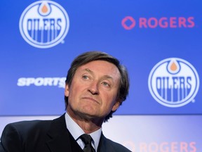 Wayne Gretzky attends a press conference announcing his return to the Edmonton Oilers on Oct. 12.