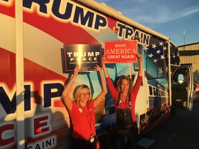 Kathy Sullivan (right) and her daughter, Katie Jean Harrison, are socially conservative evangelicals from the Bible Belt. Both women and thousands of others supporters of Republican candidate Donald Trump who turned out to cheer him on at a rally in this southern city believe that he is a Christian and that God wants him to be elected president on November 8.