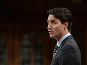 Prime Minister Justin Trudeau speaks at the start of the Paris Agreement debate in the House of Commons on Monday, Oct. 3, 2016.