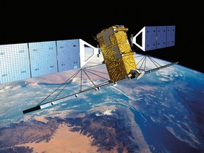 A rendering of  RADARSAT 2 satellite, operated by iconic Canadian space company MacDonald Dettwiler and Associates. The company's operations are now controlled by a U.S. corporation.