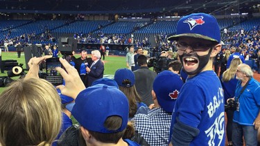 Nine-year-old Oscar Wood, affectionately known by Jays fans as Mini Bautista, has become a sensation after he was filmed swinging a phantom bat while donning his painted Bautista-esque beard at the precise moment the real Blue Jay launched a game-changing homer.