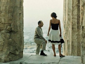 François Mitterrand and Anne Pingeot at the Parthenon in Athens in 1964.