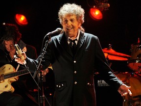 In this Jan. 12, 2012 file photo, Bob Dylan performs in Los Angeles.