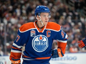 Connor McDavid skates against the Buffalo Sabres on Oct. 16.