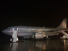 Prime Minister Justin Trudeau's plane sits on the tarmac in Ottawa on Saturday.