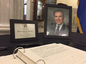 A book of condolence has been set up at the Alberta legislature for people to share their memories of former premier Jim Prentice.