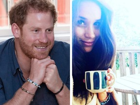 Prince Harry on Oct. 26 and Meghan Mrkle in an Instagram photo posted last week. Eagle-eyed royal watchers have pointed out that Markle was recently pictured in an Instagram photo wearing a multi-coloured beaded bracelet that was similar to one worn by Prince Harry.