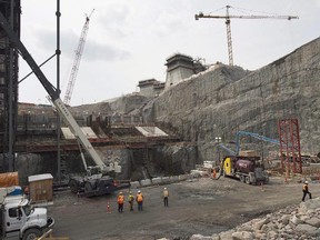The construction site of the hydroelectric facility at Muskrat Falls, Newfoundland and Labrador is seen on Tuesday, July 14, 2015