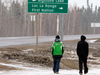 Young people walk near the Lac La Ronge First Nation.