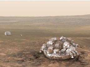 Artist's conception of the Schiaparelli lander on Mars.