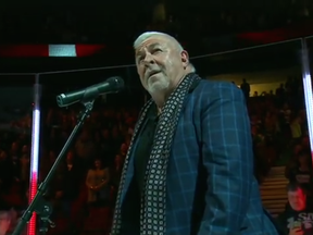 Singer Jim Byrnes' mic cut out during the national anthems on Tuesday.