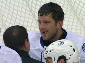 Ben Bishop's mask couldn't save his teeth.