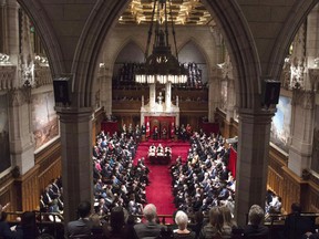 Governor General David Johnston delivers the speech from the throne in the Senate Chamber on Parliament Hill in Ottawa, Friday December 4, 2015.