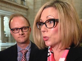 Rochelle Squires, Manitoba's minister for sport, culture and heritage, has accused a New Democrat MLA of telling her to "take her pants off" during question period, which he flatly denies.
