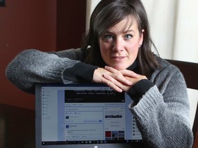 Dawn Stewart poses in her northwest Calgary, Alta home on Friday October 28, 2016. Stewart is recently unemployed in the oil industry and has started a job board/careers site.