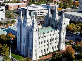 The Mormon Salt Lake Temple of the Church of Jesus Christ of Latter-Dat Saints in Salt Lake City, Utah.