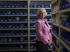 Anne Snowdon, chair of the World Health Innovation Network at University of Windsor, poses for a portrait in the pharmacy of North York General Hospital in Toronto, Ontario, Tuesday, September 30, 2017.