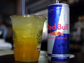 A Red Bull energy drink mixed with vodka.