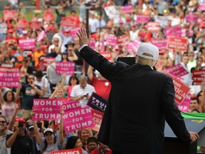 Republican presidential nominee Donald Trump holds a campaign rally at Bayfront Park Amphitheater November 2, 2016 in Miami, Florida.