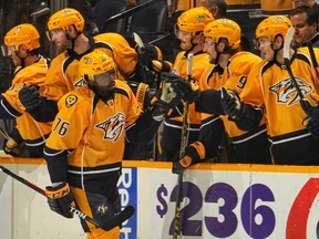 Nashville Predators defenceman P.K. Subban (76) celebrates after scoring against the Ottawa Senators on Nov. 8.