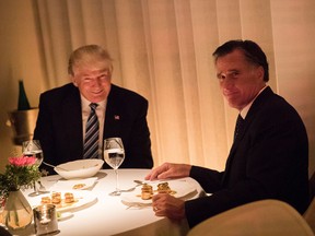 President-elect Donald Trump and Mitt Romney dine at Jean Georges restaurant, November 29, 2016 in New York City