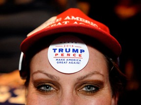 A Donald Trump supporter waits for election day results while attending the Colorado GOP Election Night Party in Greenwood Village, Colorado on November 8, 2016