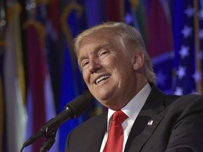 This file photo taken on November 9, 2016 shows President-elect Donald Trump speaking during election night at the New York Hilton Midtown in New York.