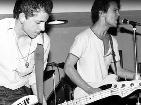 NDP Charlie Angus (left) and former NDP MP Andrew Cash play a concert in the early 198os with their band L'Etranger.