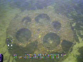 An image of the metal object located by a navy robotic vehicle off the coast of B.C.