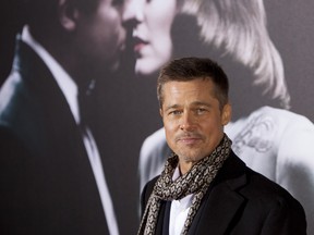 Brad Pitt attends the premiere of his film, Allied, in Madrid in November.